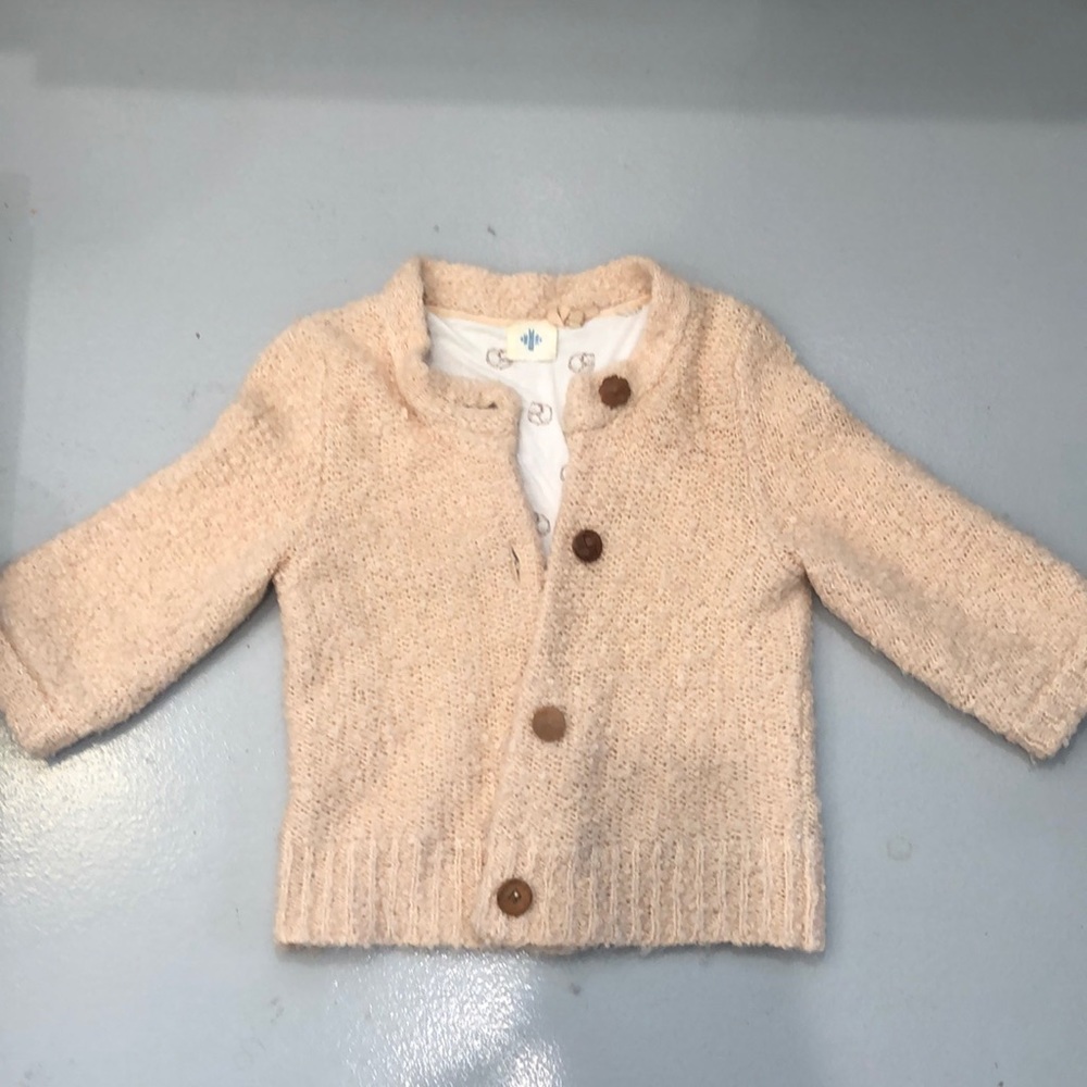 Nude wool open button cardigan